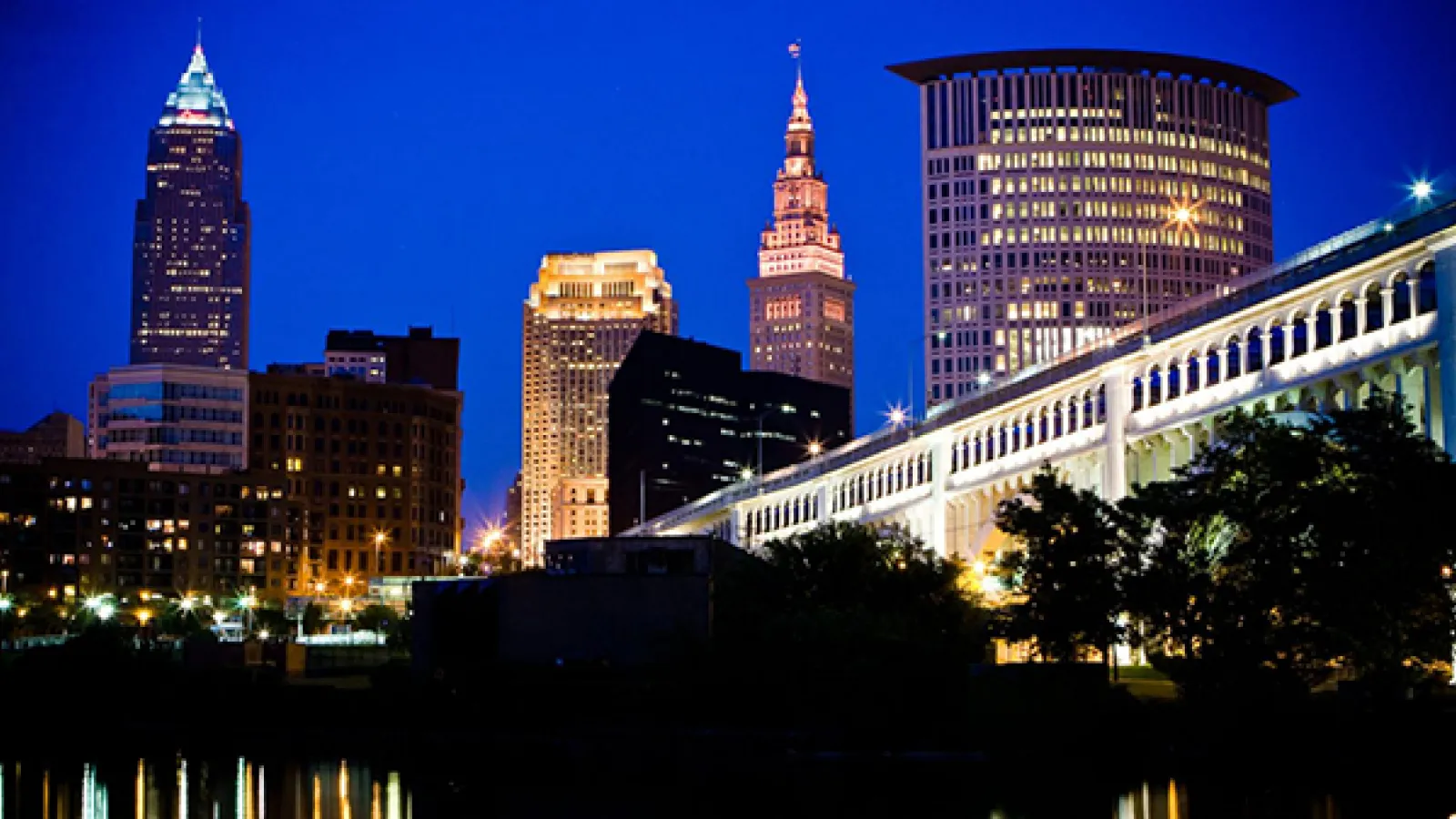 Downtown Cleveland at night