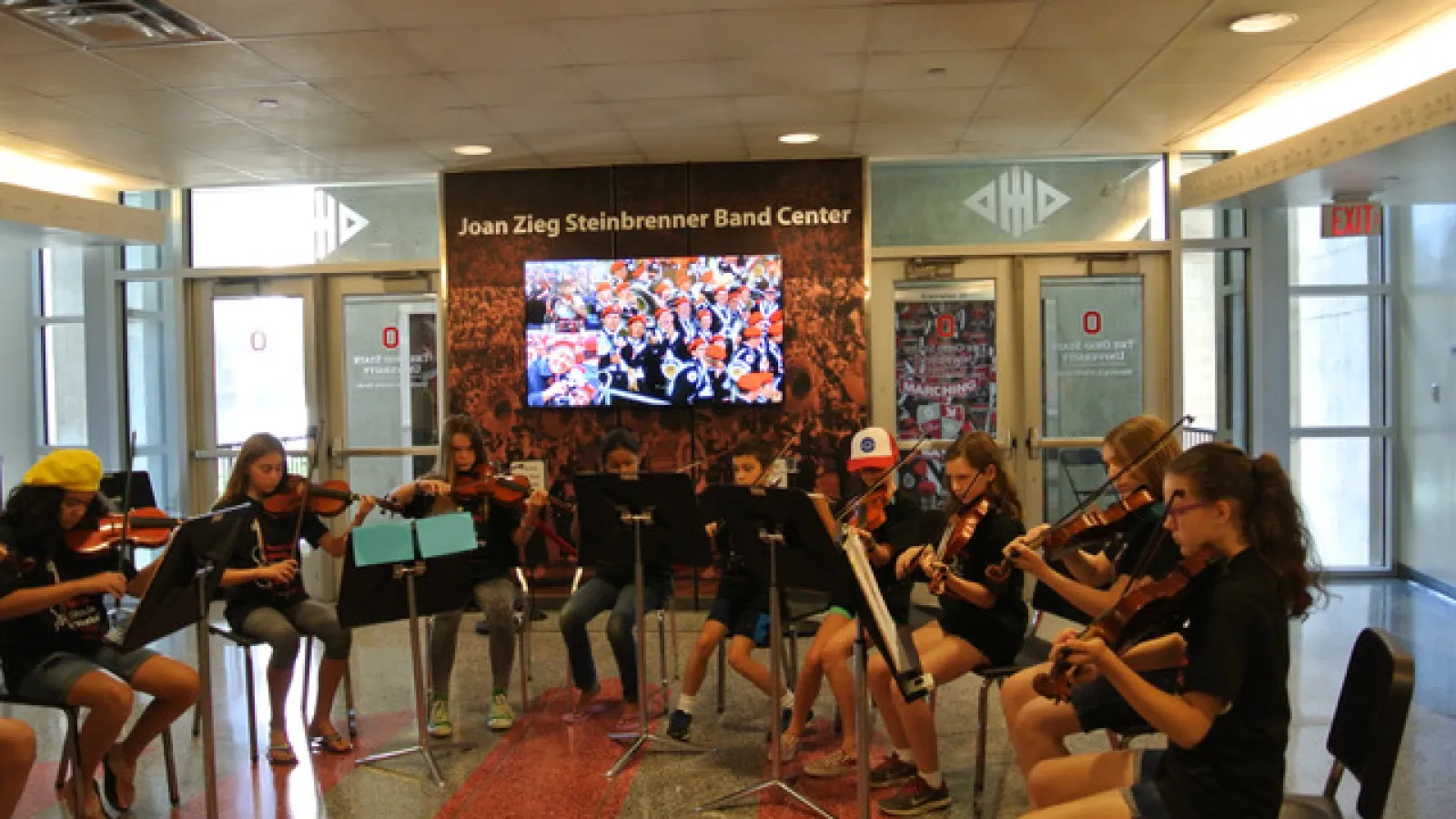 Summer Strings ensemble rehearsal in Ohio Stadium Band Center