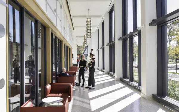 Future students visiting in Timashev hallway